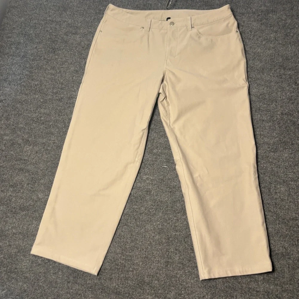 Lululemon Commission Pants Mens 36 Trench Classic Warpstreme Chino Golf Khaki